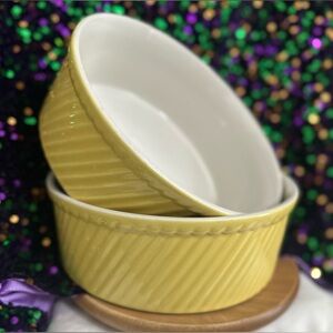 Yellow Ceramic Bowls. Pair. Hall.